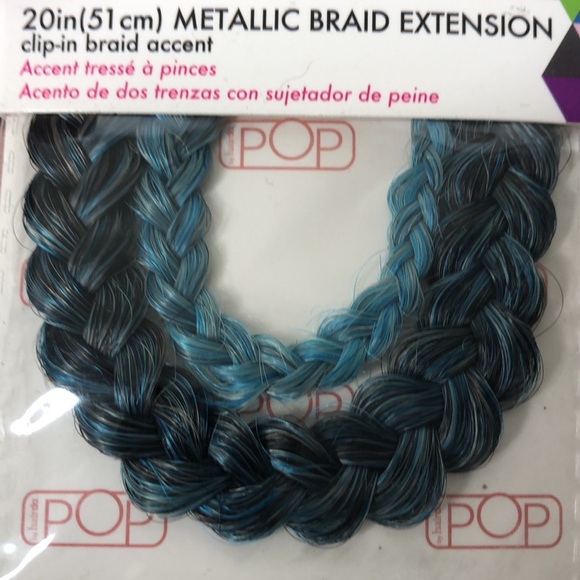 Pop by Hairdo 20” Teal Hair Extension Metallic Clip In Braid Extension Gift NEW - Picture 7 of 15